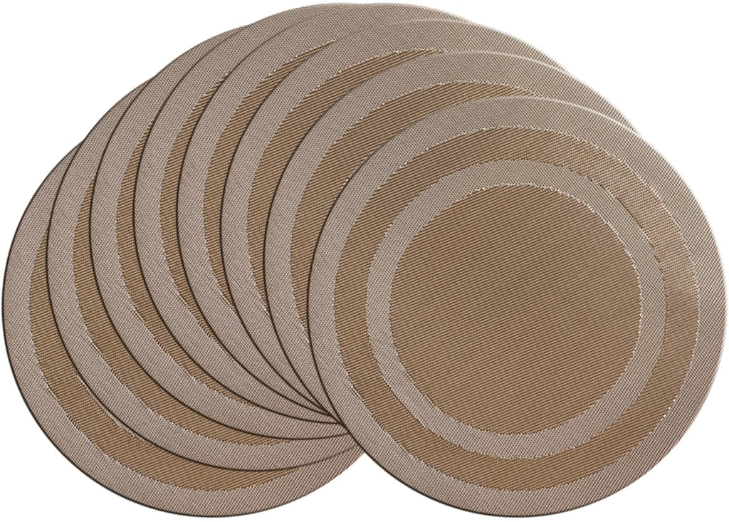 PIGCHCY Place Mats Heat-Resistant Non Slip Placemats Washable Easy to Clean Woven Vinyl Placemats for Dining Table (Set of 4, Brown)