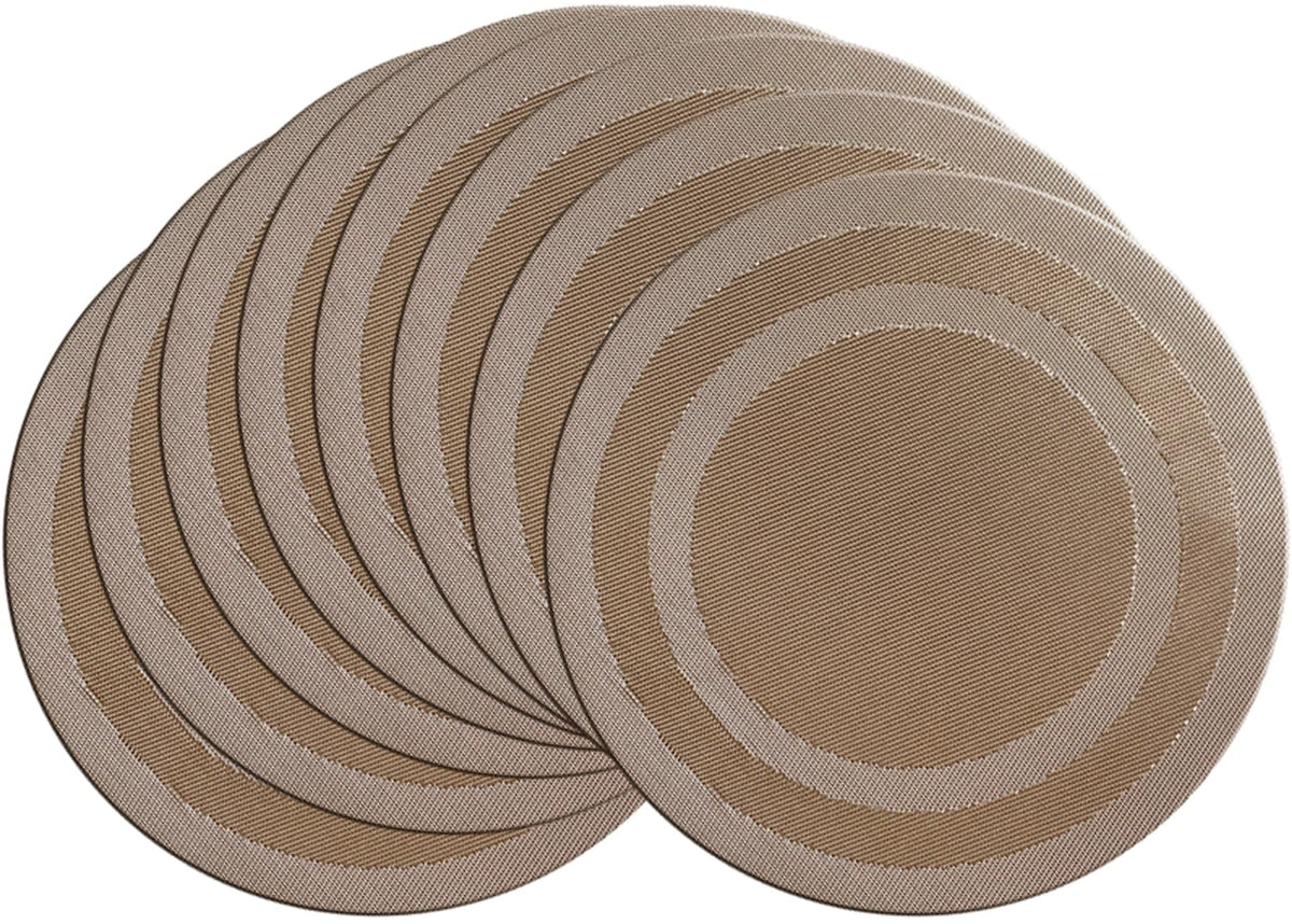 PIGCHCY Place Mats Heat-Resistant Non Slip Placemats Washable Easy to Clean Woven Vinyl Placemats for Dining Table (Set of 4, Brown)