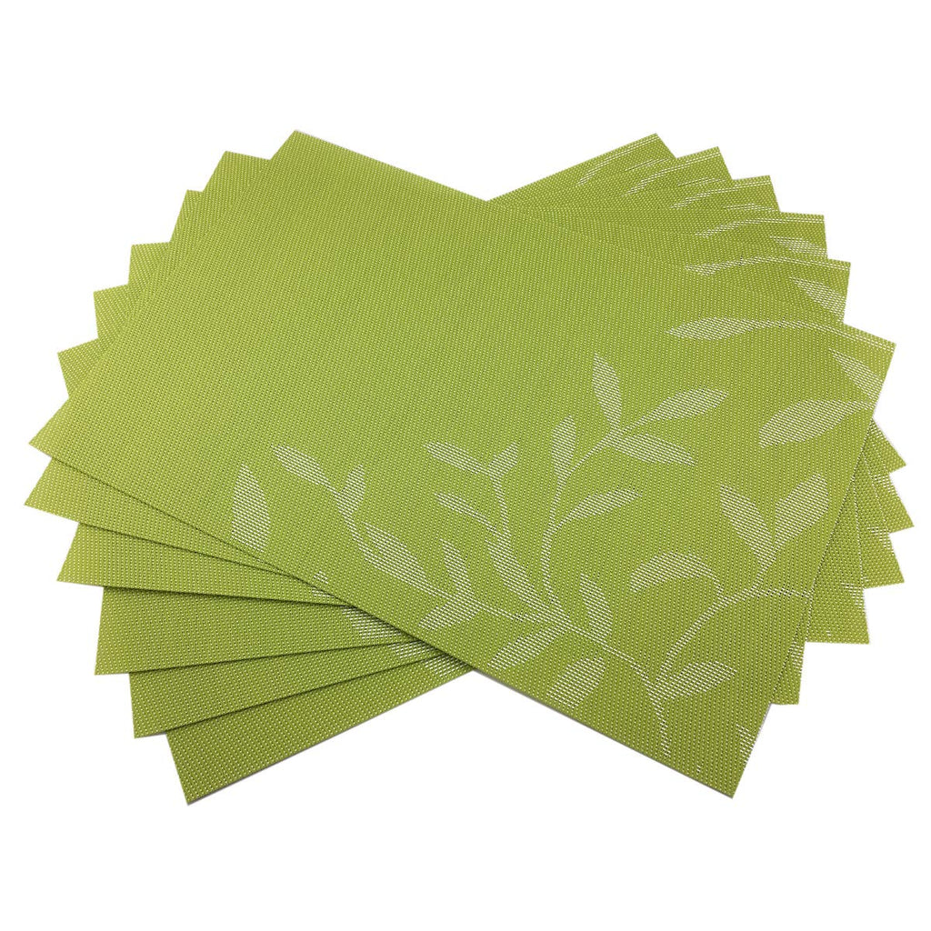 Place Mats PVC Set of 6, Table Placemats Set of 6 PVC Table Mats Natural Color (6 pcs, Red Leaves)