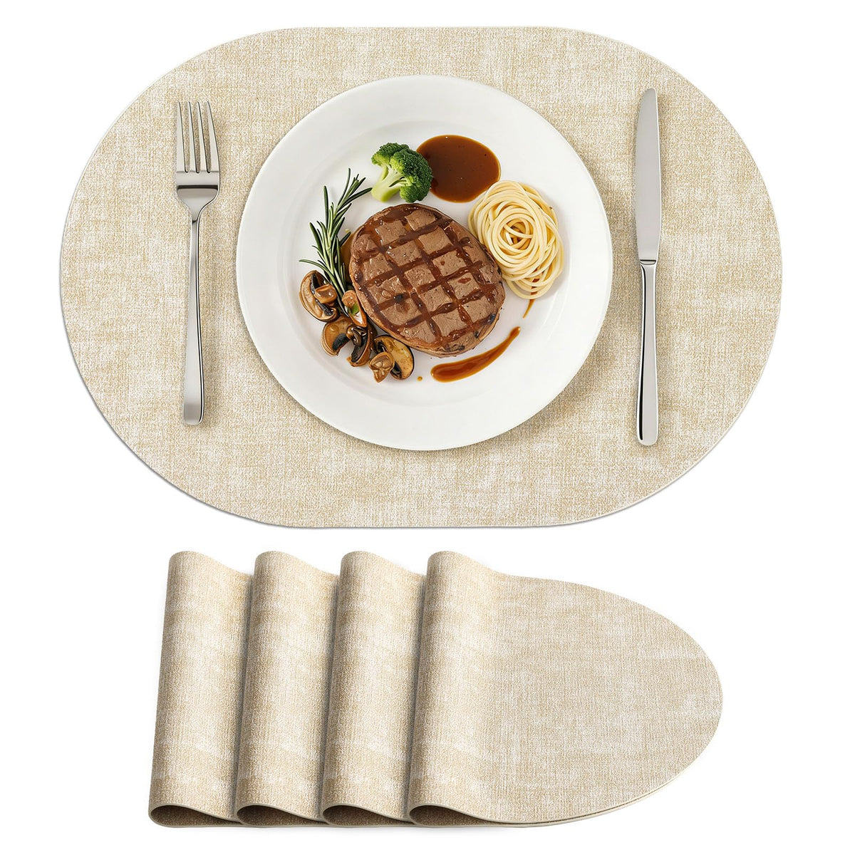 homing Heat Resistant Oval Placemats Set of 6, Navy