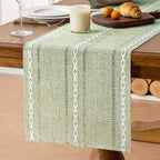 Rustic Linen Table Runner, Sage Green Table Runners 72 inches Long