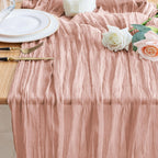 Wokceer Cheesecloth Table Runner Beige 10FT Boho Gauze Runner, 2 Pack
