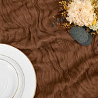 12 Pack Brown Table Runner 10Ft Cheesecloth Table Runner Rustic Gauze Table Runners Romantic Long Sheer Fabric Cheese Cloth Table Runners for Wedding Party Bridal Baby Shower