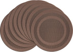 PIGCHCY Place Mats Heat-Resistant Non Slip Placemats Washable Easy to Clean Woven Vinyl Placemats for Dining Table (Set of 4, Brown)