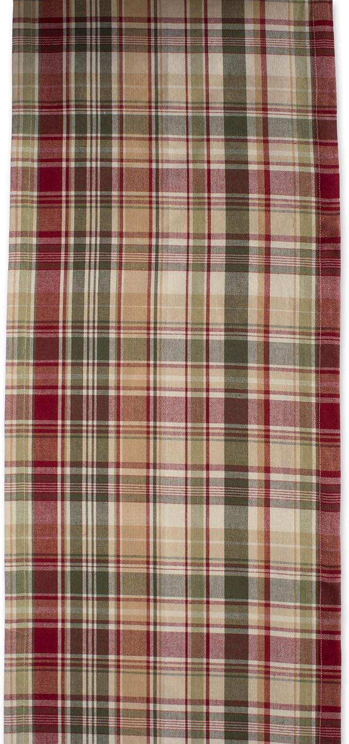 DII Give Thanks Plaid Fall Table Decor, Autumn & Thanksgiving Tabletop Linens, 14x108 Table Runner