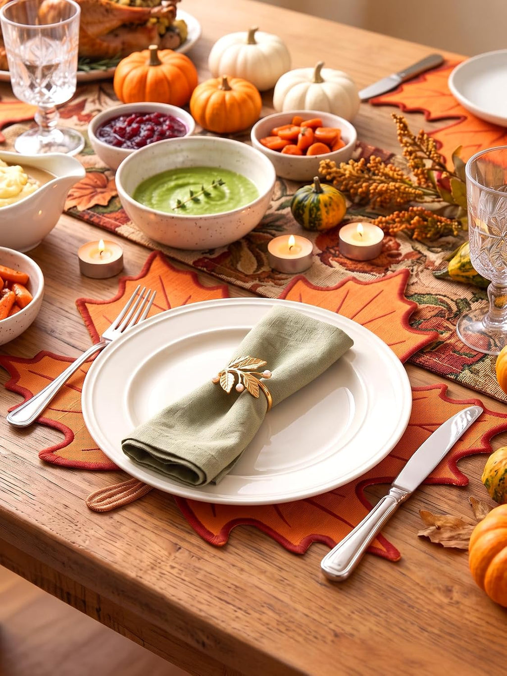 Alphatool Fall Placemats Set of 6 for Thanksgiving Table Decor