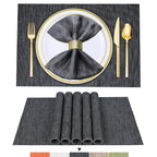 BETEAM Placemats Set of 8, Woven Vinyl Place Mats for Dining Table, Gray