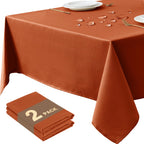 Table Cloths Rectangle 6ft, Slub Textured, Waterproof, 2-Pack
