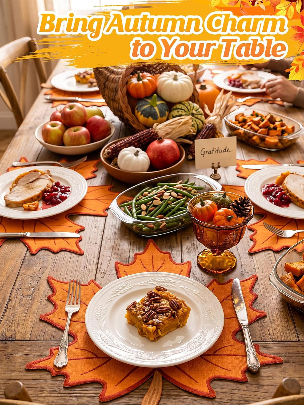 Alphatool Fall Placemats Set of 6 for Thanksgiving Table Decor