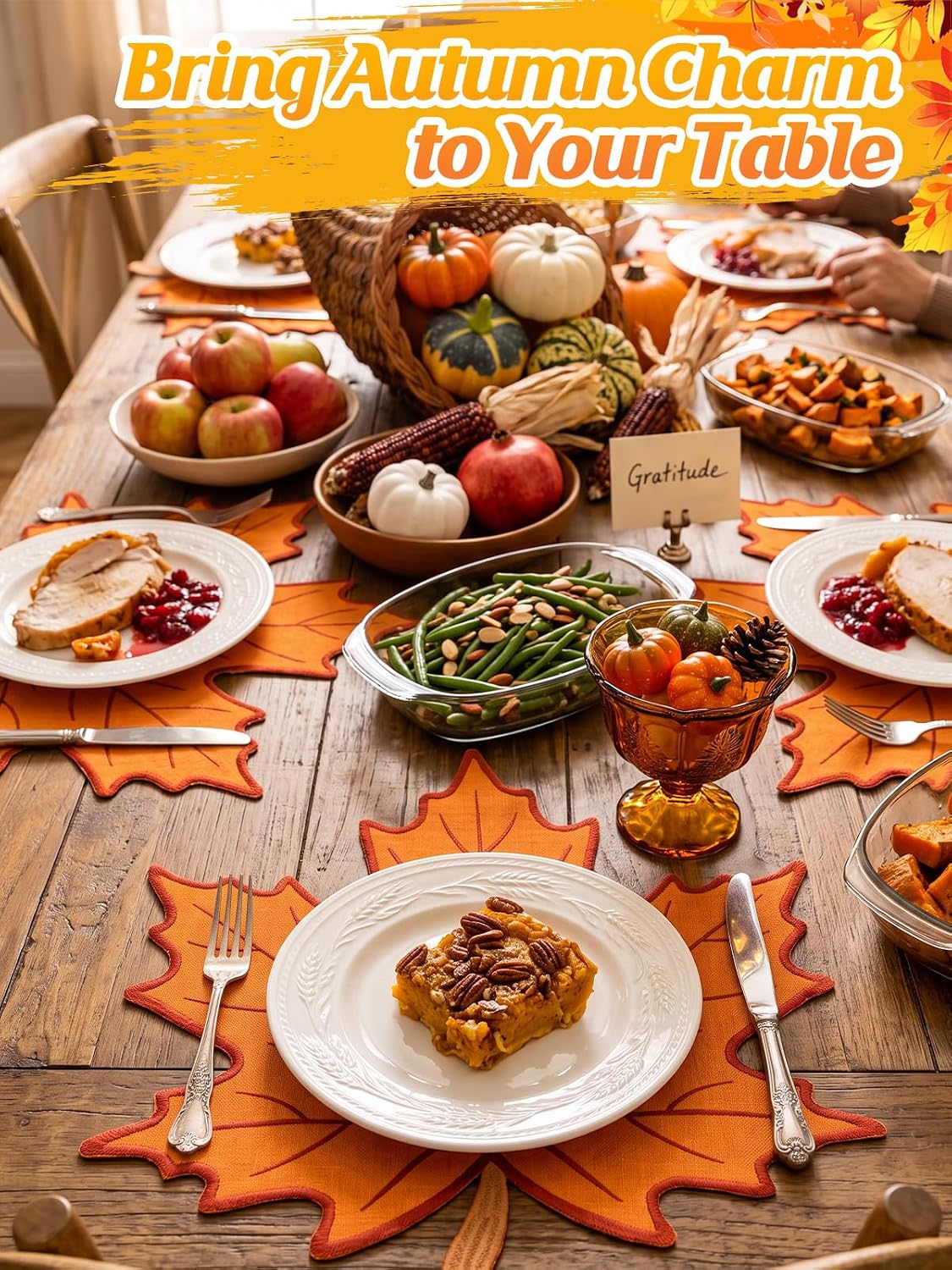 Alphatool Fall Placemats Set of 6 for Thanksgiving Table Decor