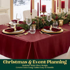 4 Pack Burgundy Satin Tablecloth 58 x 102 Inch Overlay Seamless Design