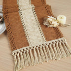 FEXIA Boho Table Runner Fall Burlap Brown Coffee Table Decor 12x72 Inch