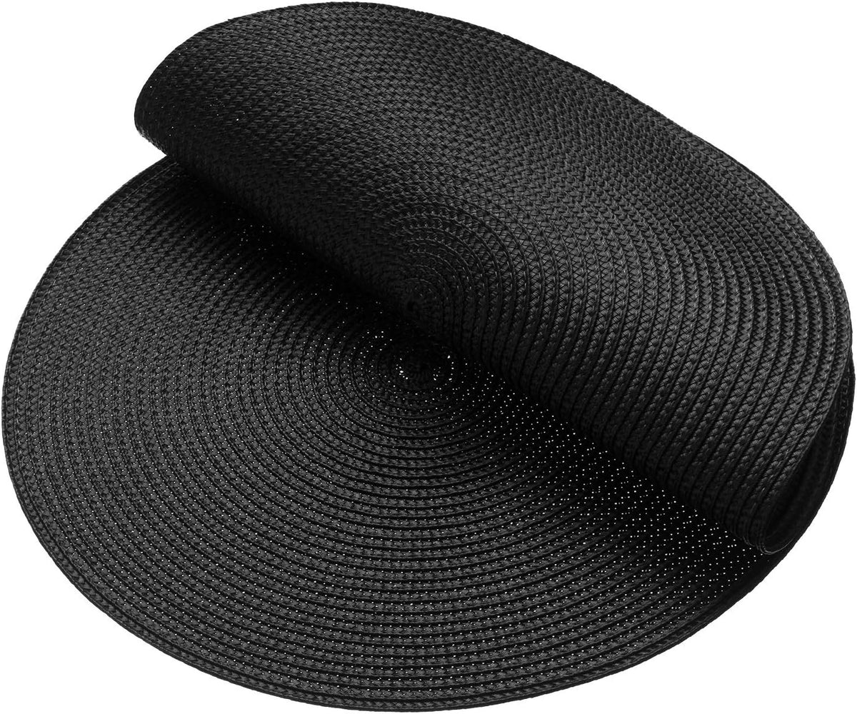 AHHFSMEI Round Braided Placemats Set of 6 15 Inch Black Table Mats