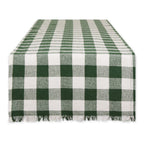 DII Fringed Check Tabletop, Table Runner, 14x72, Stone Brown