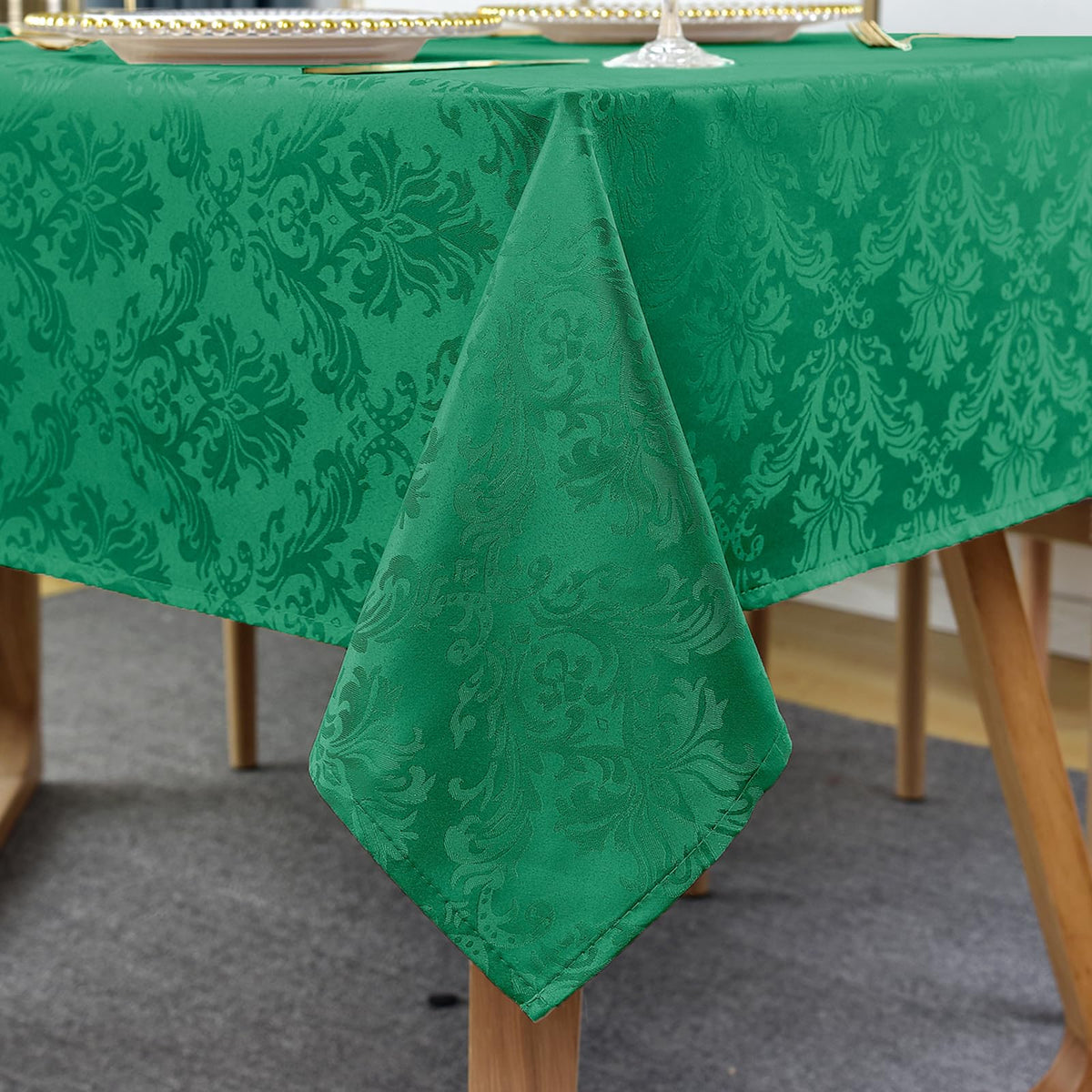 SASTYBALE White Jacquard Damask Rectangle Tablecloth, 60 x 120 Inch