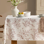 French Floral Tablecloths Rectangular Linen Table Cloth with Green Flowers