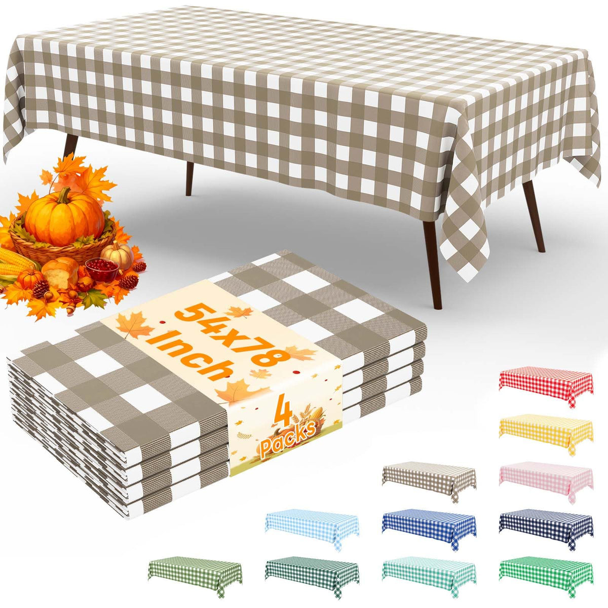 misaya 4 Packs 54 x 78 Inch Checkered Disposable Table Cloth