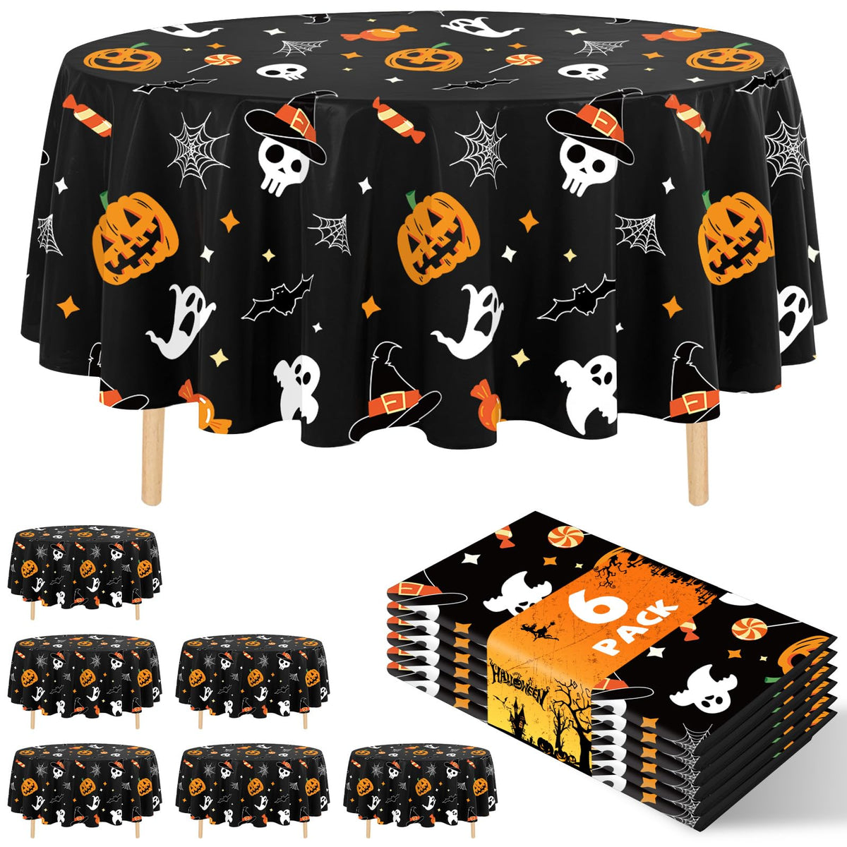 6 Pack Happy Birthday Plastic Tablecloths, 108" x 54" Rectangle Disposable Table Covers for Picnic Birthday Wedding Parties (Balloon)