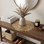 Gold Leaf Placemats Set of 8 Metallic Round Table Placemats