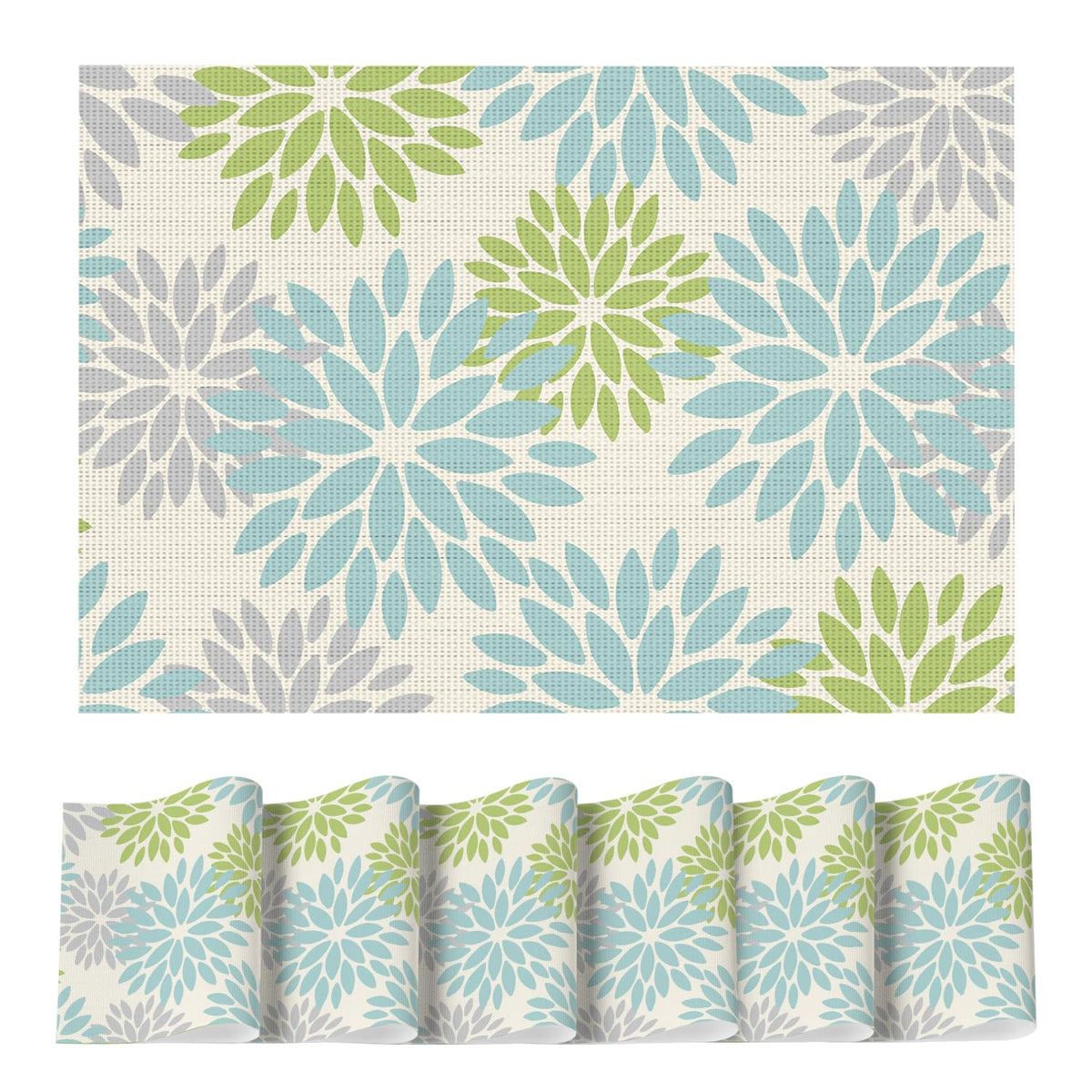 Artoid Mode Floral Vinyl Placemats Set of 4, 12x18 Inch Washable Non-Slip Plastic Vinyl Place Mats for Party Kitchen Dining Decor, Brown