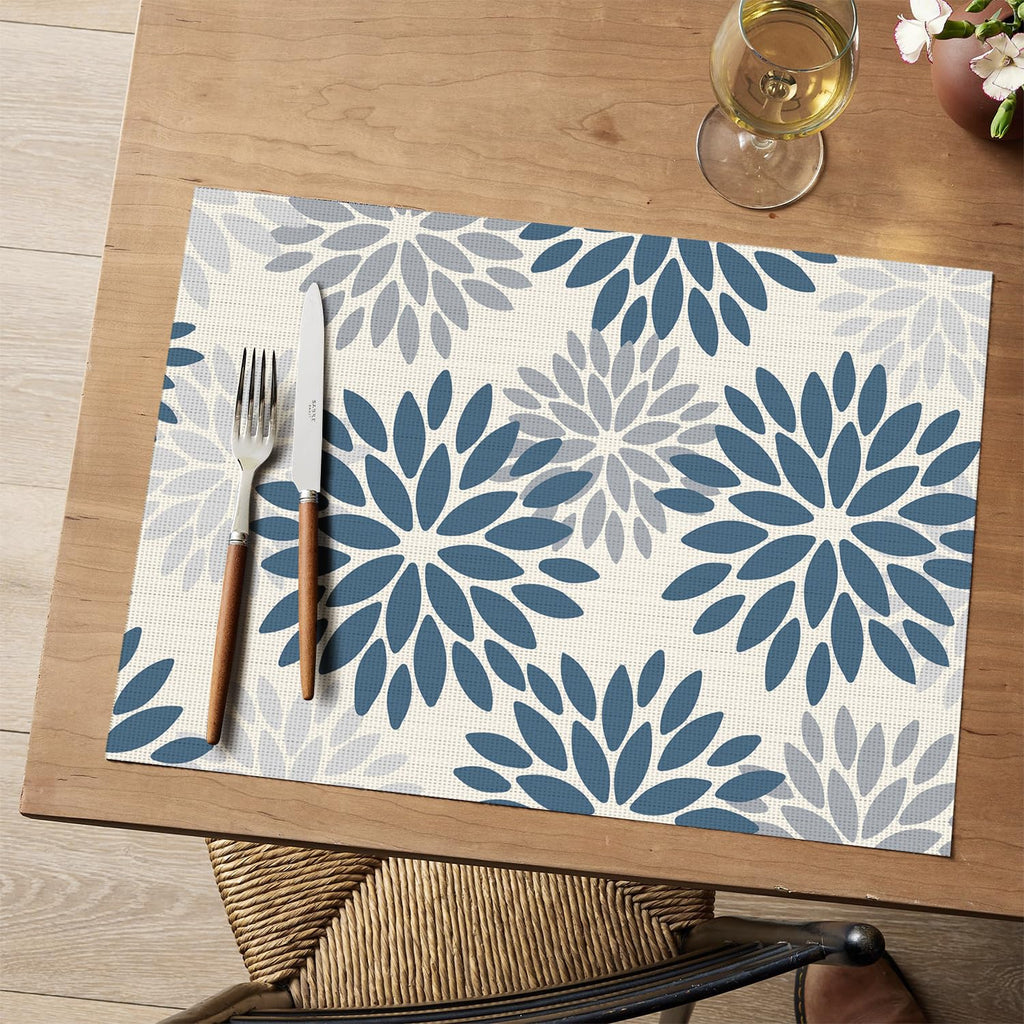 Artoid Mode Floral Vinyl Placemats Set of 4, 12x18 Inch Washable Non-Slip Plastic Vinyl Place Mats for Party Kitchen Dining Decor, Brown