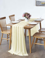 Pufogu 5 Pack 10Ft Light Yellow Chiffon Table Runner Sheer 29x120 Inch