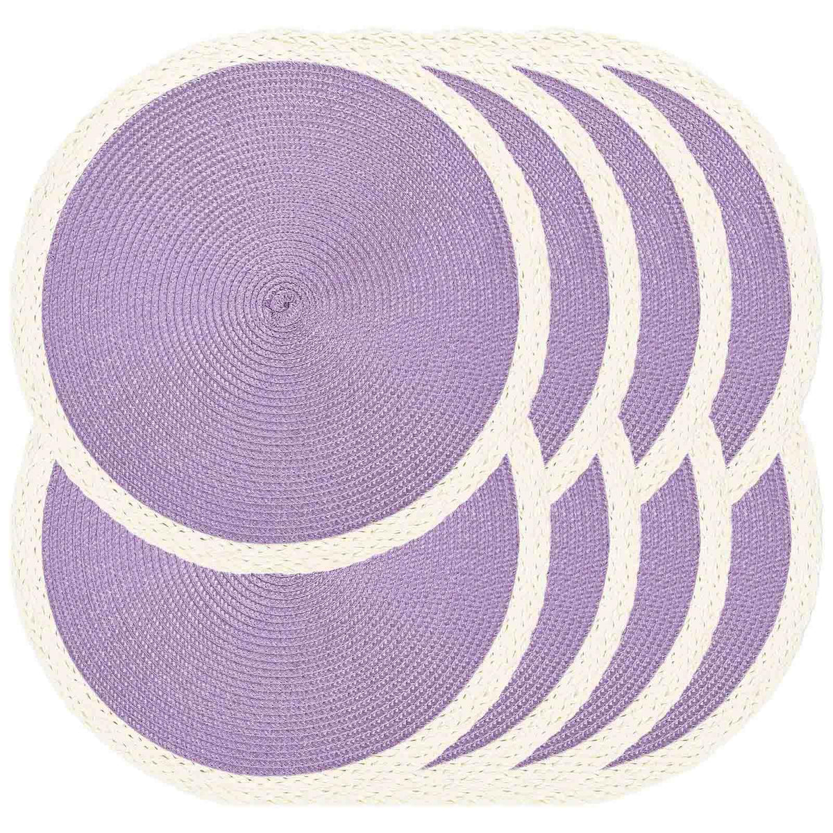 Round Placemats Set of 4, Woven Table Mats, Thin Edge, Green