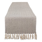 DII Woven Basic Tabletop Collection Chevron Table Runner, 15x72, Off-White