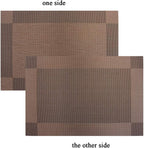 PIGCHCY Place Mats Heat-Resistant Non Slip Placemats Washable Easy to Clean Woven Vinyl Placemats for Dining Table (Set of 4, Brown)