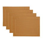 Solino Home 100% Pure Linen Placemats Green Hemstitch, 14 x 19 in, Set of 4