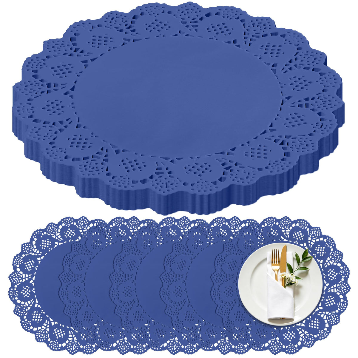 100 Pack 13.5 Inch Round Sage Green Paper Doilies, Disposable Lace Placemat