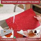 Faux Leather Placemats Set of 6, Washable Place Mats, Vinyl Placemats Wipeable Waterproof Oil-Proof Heat Resistant PU Table Mats for Dining, Kitchen, Hotel,43 * 30cm,Red