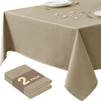 Table Cloths Rectangle 6ft, Slub Textured, Waterproof, 2-Pack
