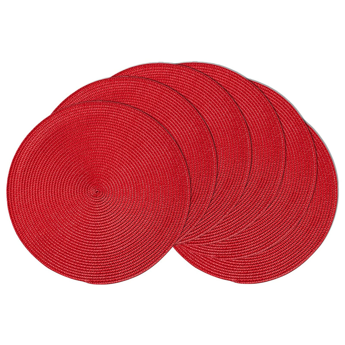 AHHFSMEI Round Braided Placemats Set of 6 15 Inch Black Table Mats