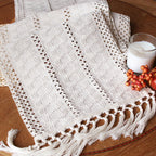 FEXIA Boho Table Runner Fall Burlap Brown Coffee Table Decor 12x72 Inch
