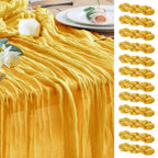 Wokceer Cheesecloth Table Runner Beige 10FT Boho Gauze Runner, 2 Pack