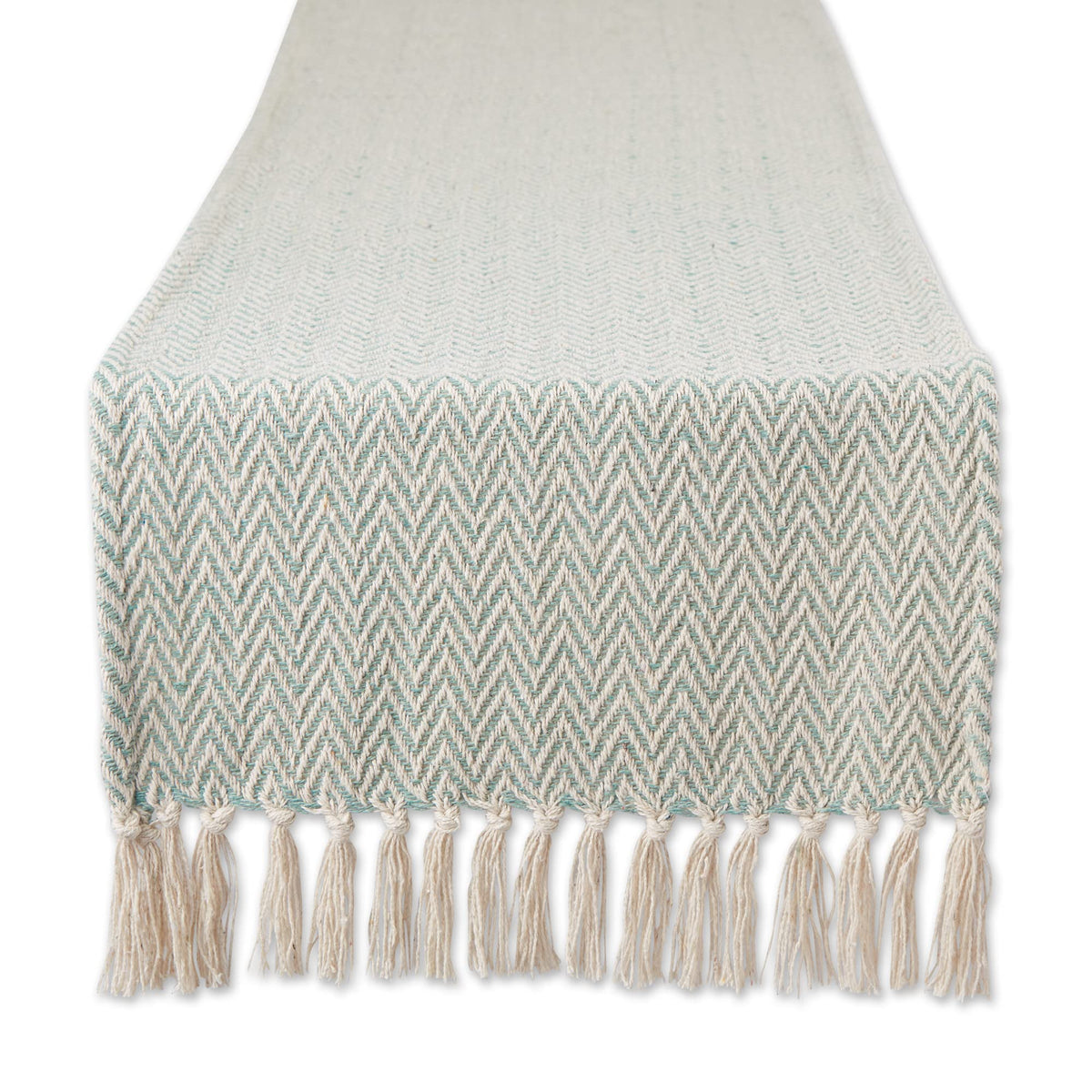 DII Woven Basic Tabletop Collection Chevron Table Runner, 15x72, Off-White