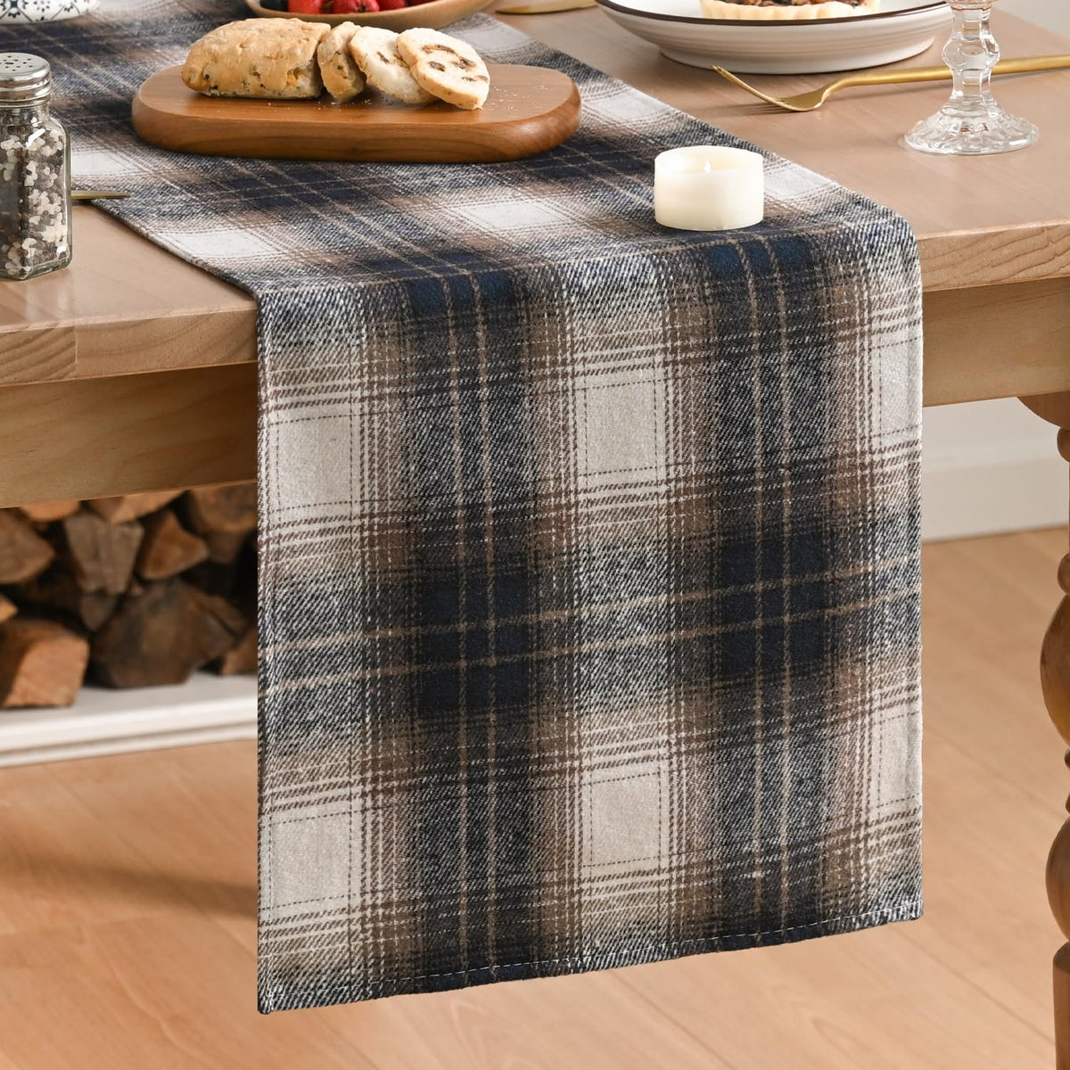 Artoid Mode Rust Farmhouse Plaid Fall Table Runner 13x72 Inch
