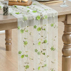 Artoid Mode Pink 3D Flower Gauze Embroidery Table Runner 120 Inch 10FT
