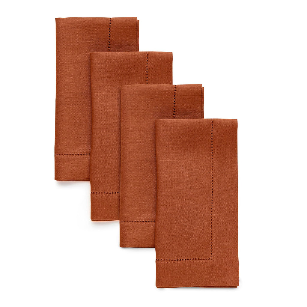 Solino Home 100% Pure Linen Placemats Green Hemstitch, 14 x 19 in, Set of 4