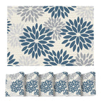 Artoid Mode Floral Vinyl Placemats Set of 4, 12x18 Inch Washable Non-Slip Plastic Vinyl Place Mats for Party Kitchen Dining Decor, Brown