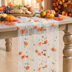 Artoid Mode Pink 3D Flower Gauze Embroidery Table Runner 120 Inch 10FT