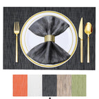 BETEAM Placemats Set of 8, Woven Vinyl Place Mats for Dining Table, Gray