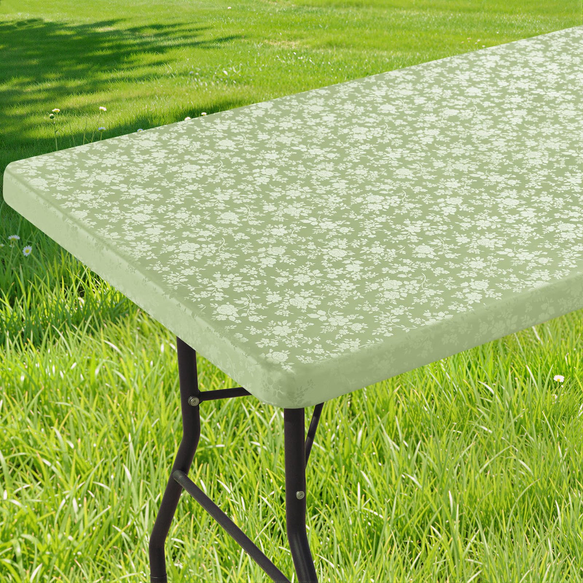 Smiry Heavy Duty Vinyl Fitted Tablecloths for 6 Foot Rectangle Tables