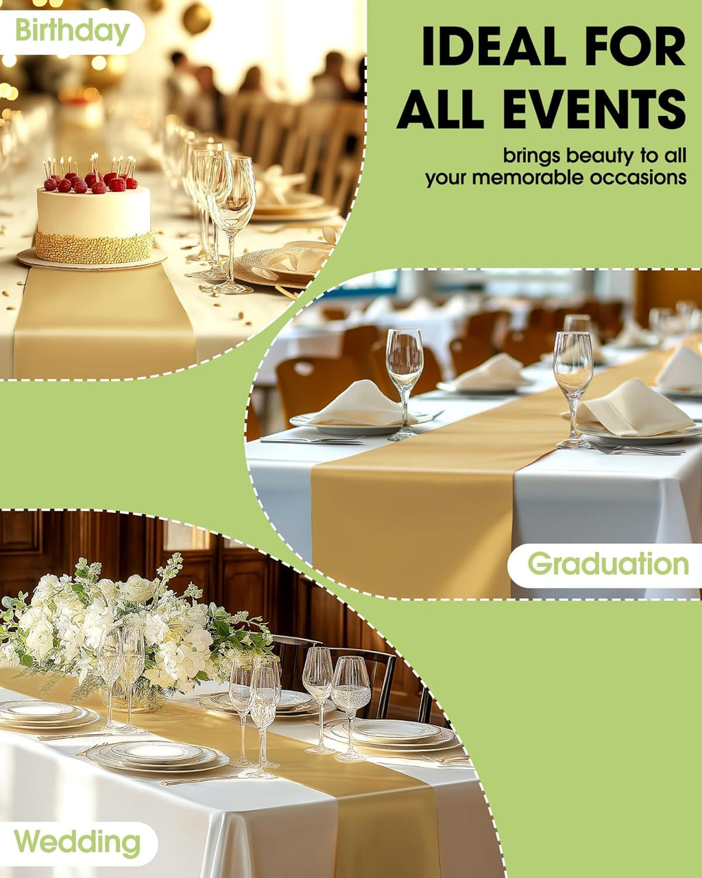 Pureegg Gold Disposable Plastic Table Runner 14x108 Inch