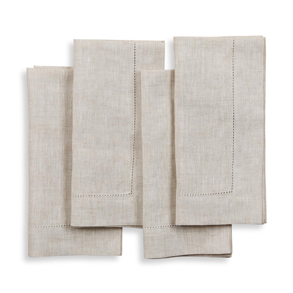 Solino Home 100% Pure Linen Placemats Green Hemstitch, 14 x 19 in, Set of 4