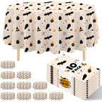 10 Pack Gold Round Tablecloth 84 Inch Round Plastic Table Cloth Disposable Waterproof Table Cover for Wedding Birthday Bridal Shower Party Decorations