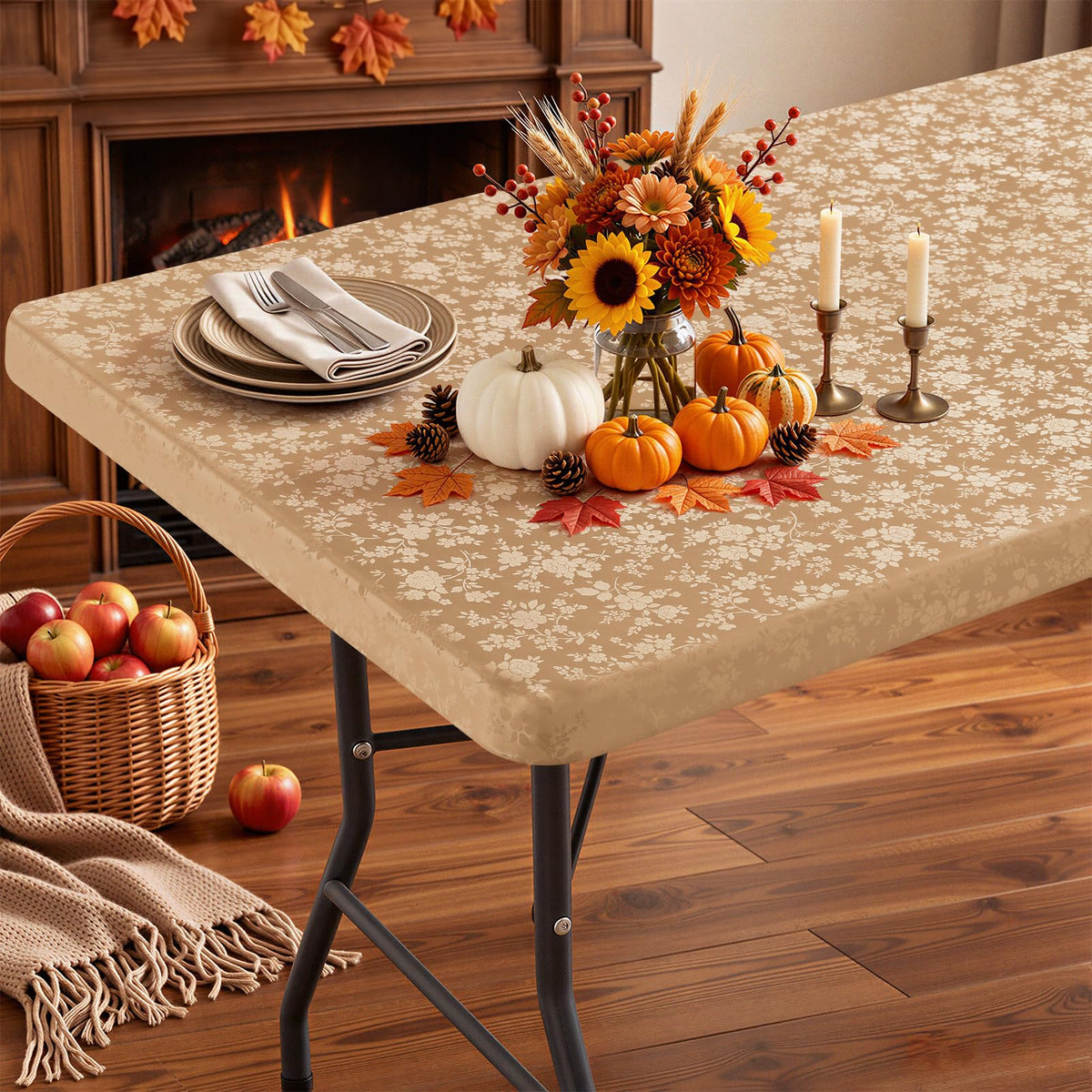 Smiry Heavy Duty Vinyl Fitted Tablecloths for 6 Foot Rectangle Tables