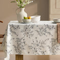 French Floral Tablecloths Rectangular Linen Table Cloth with Green Flowers