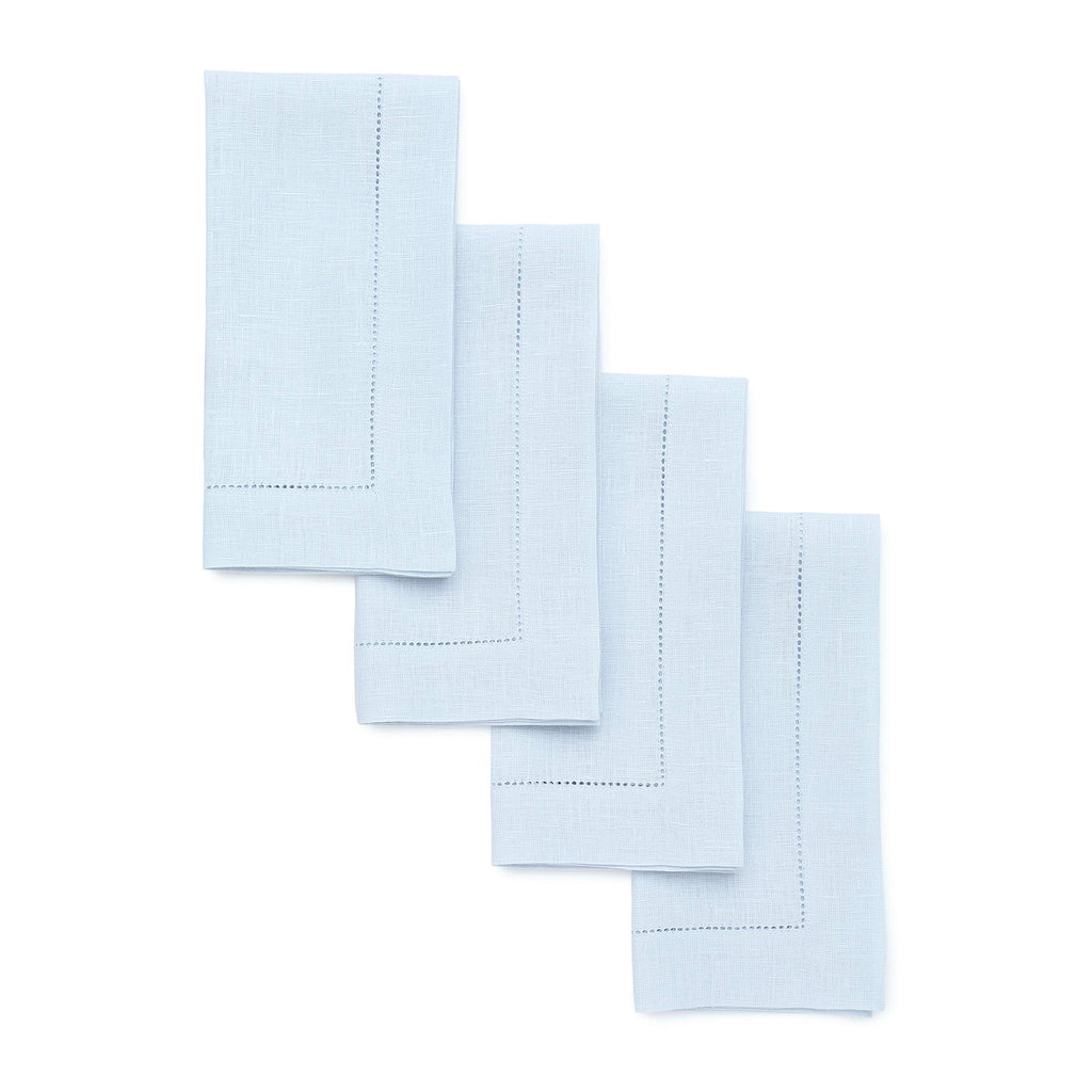 Solino Home 100% Pure Linen Placemats Green Hemstitch, 14 x 19 in, Set of 4